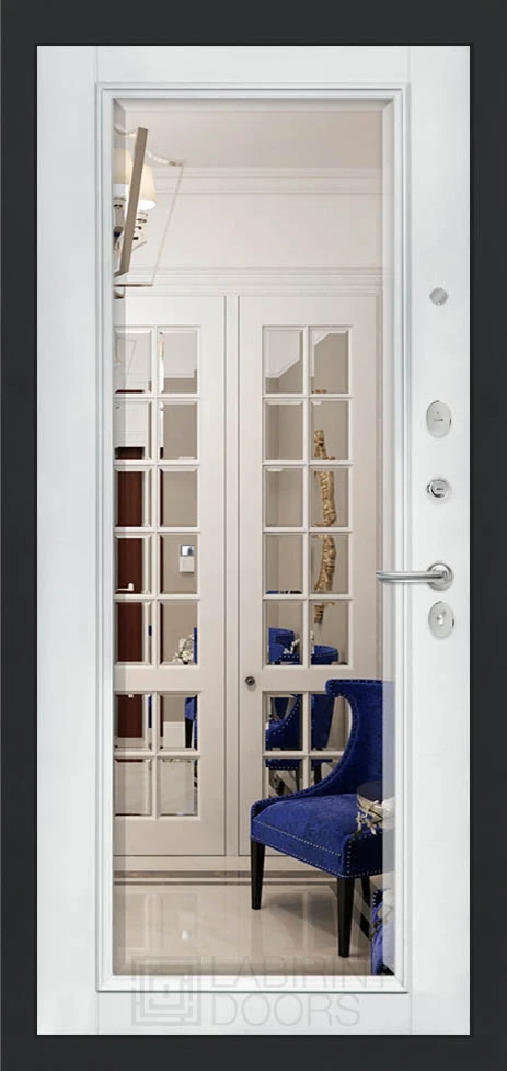 Зеркало Фацет - Белый софт с багетом 16 мм